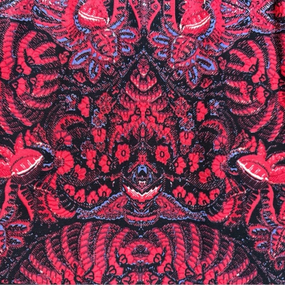 Maggy London Red & Black Printed Long Sleeve Sheath Dress - Size 16 - Picture 7 of 14